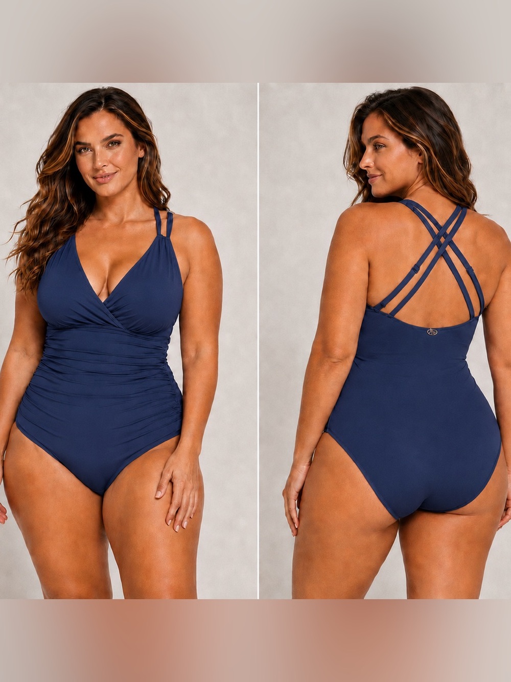 Jantzen Size 8 Blue One Piece Swimsuit Strappy Back Tummy Control $89 NWT